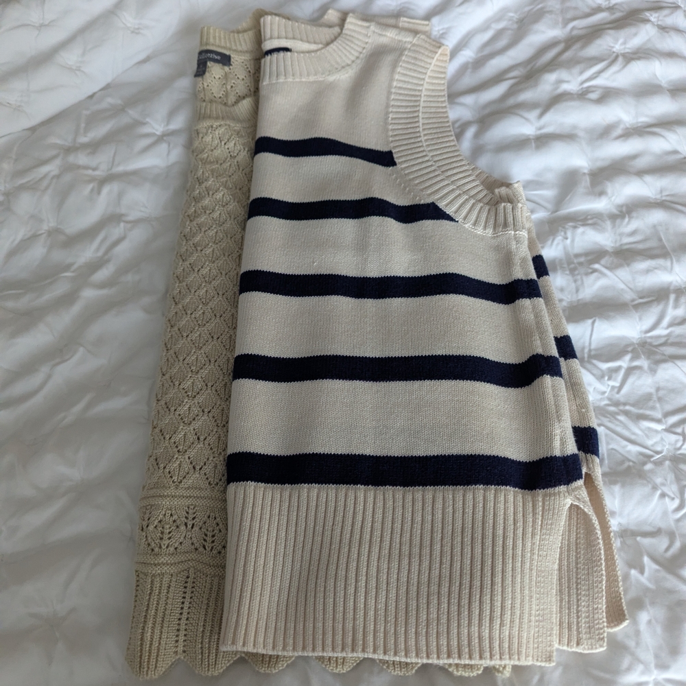 Striped Sleeveless Knit Sweater